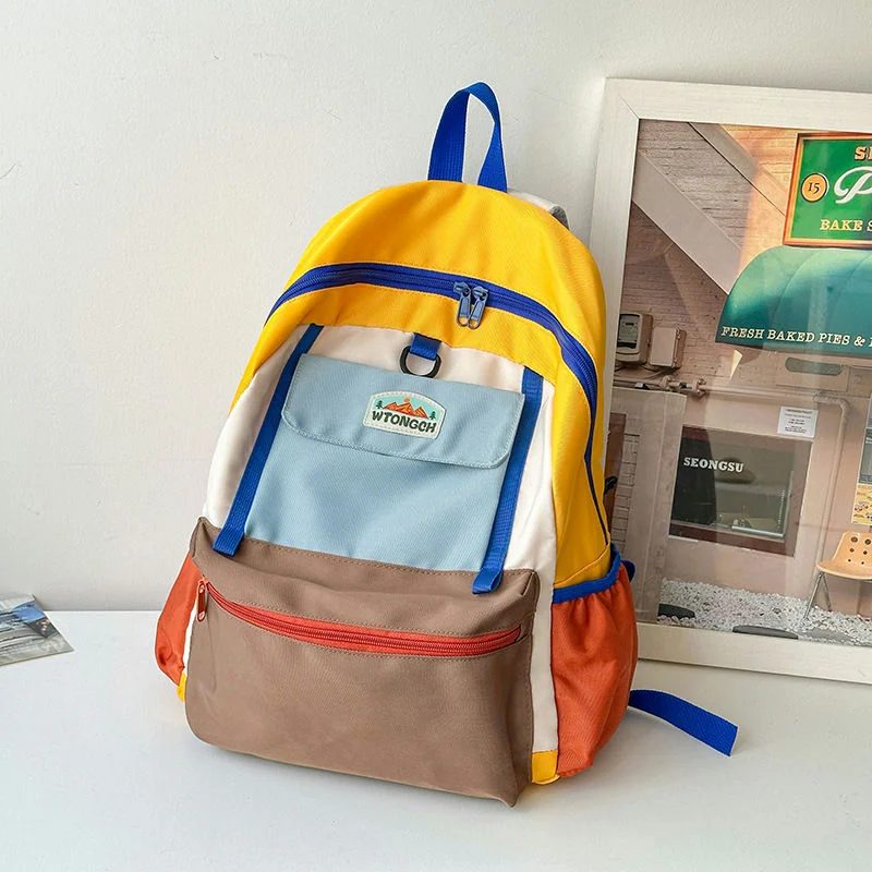 School Backpack with Upper Flap and Lower Zip Pockets FG-128 by Feima Bag