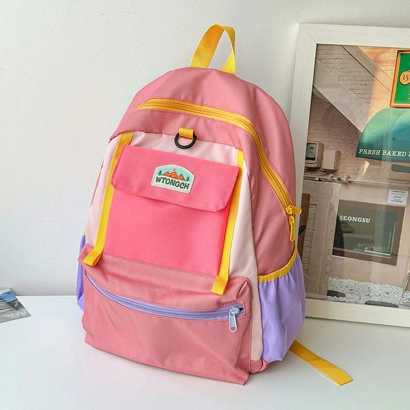 School Backpack with Upper Flap and Lower Zip Pockets FG-128 by Feima Bag