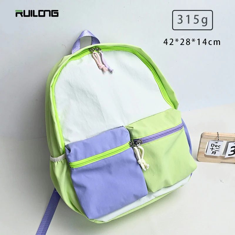 Colour-Block Backpack with Twin Front Pockets FG-136 by Feima Bag