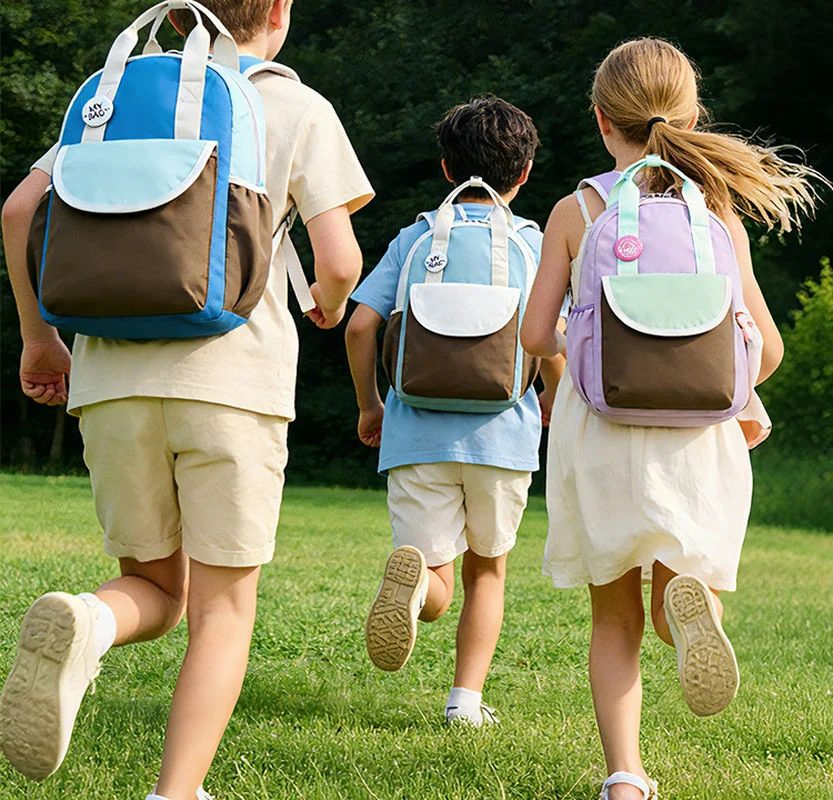 Twin-Handle School Backpack with a Contrast Flap Pocket FG-138 by Feima Bag
