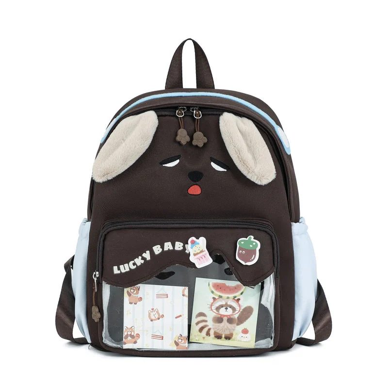 Dog Face School Backpack with Clear Front Pocket FG-142 by Feima Bag