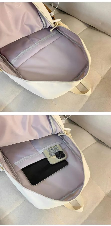 Colour Block School Backpack with Broad Lower Pocket FG-148 by Feima Bag