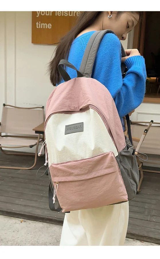 School Backpack with Pale Centre Panel and Rear Zip FG-150 by Feima Bag