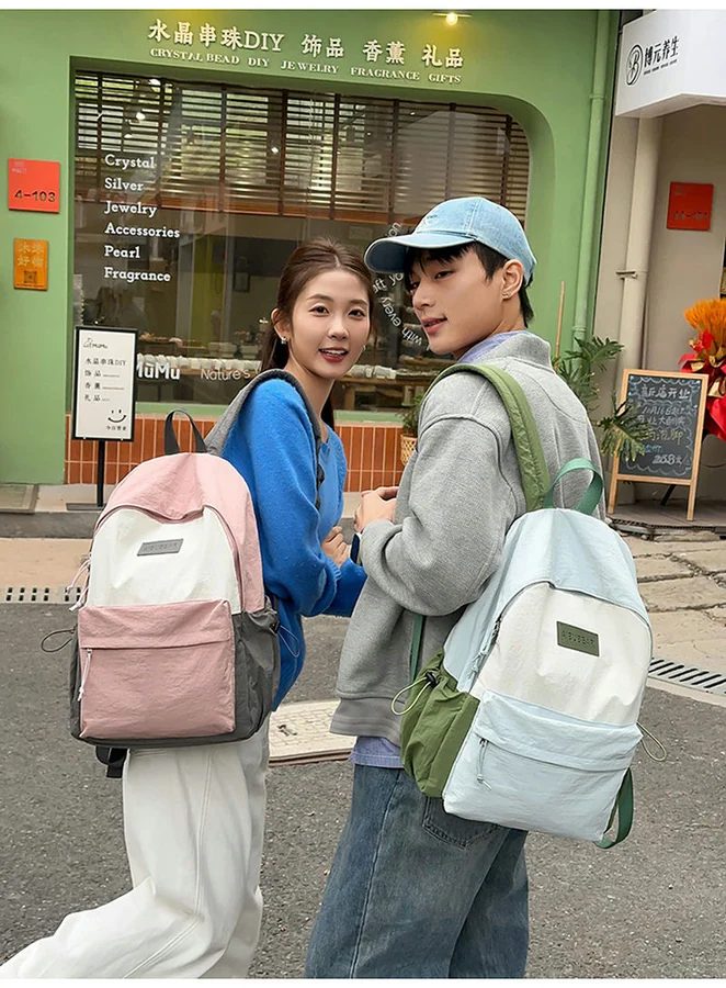 School Backpack with Pale Centre Panel and Rear Zip FG-150 by Feima Bag