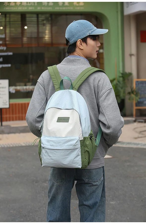 School Backpack with Pale Centre Panel and Rear Zip FG-150 by Feima Bag