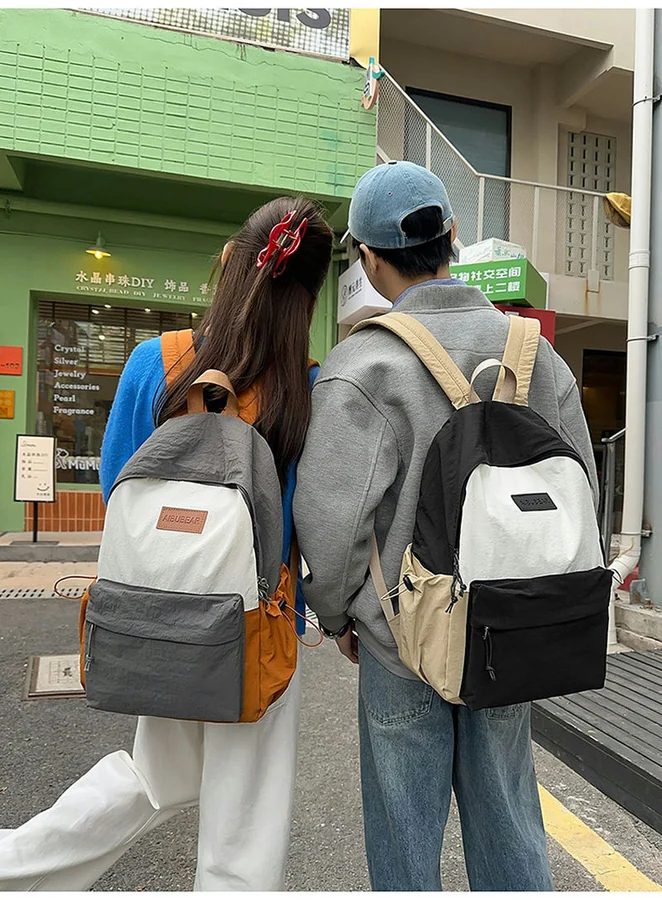 School Backpack with Pale Centre Panel and Rear Zip FG-150 by Feima Bag