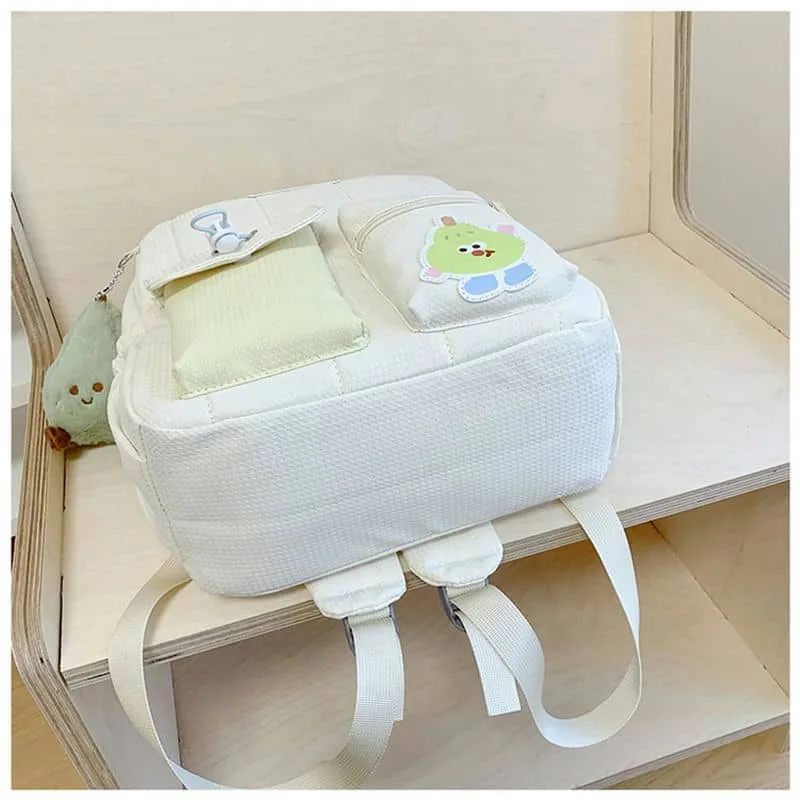 Cream Kids Backpack with Plush Charm FG-153 by Feima Bag