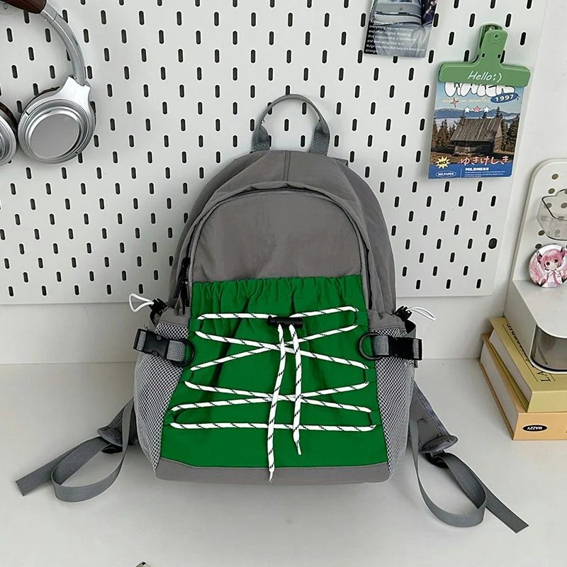 School Backpack with Contrast Pocket and Front Lacing FG-158 by Feima Bag
