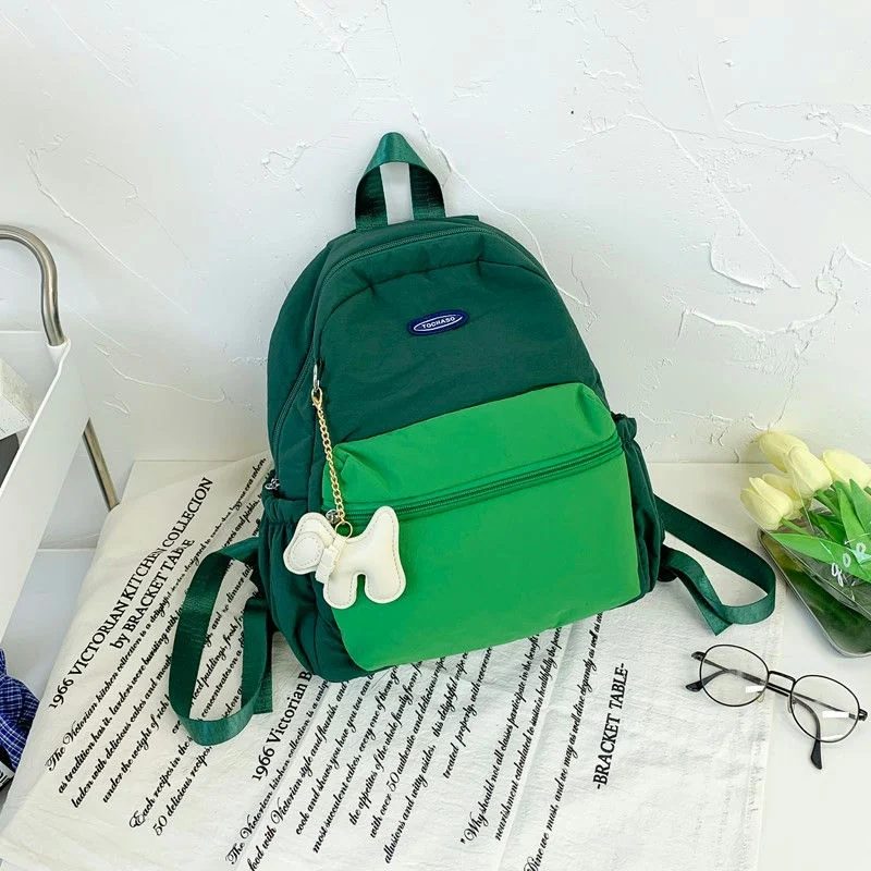 School Backpack with Gathered Side Pockets and Oval Label FG-159 by Feima Bag