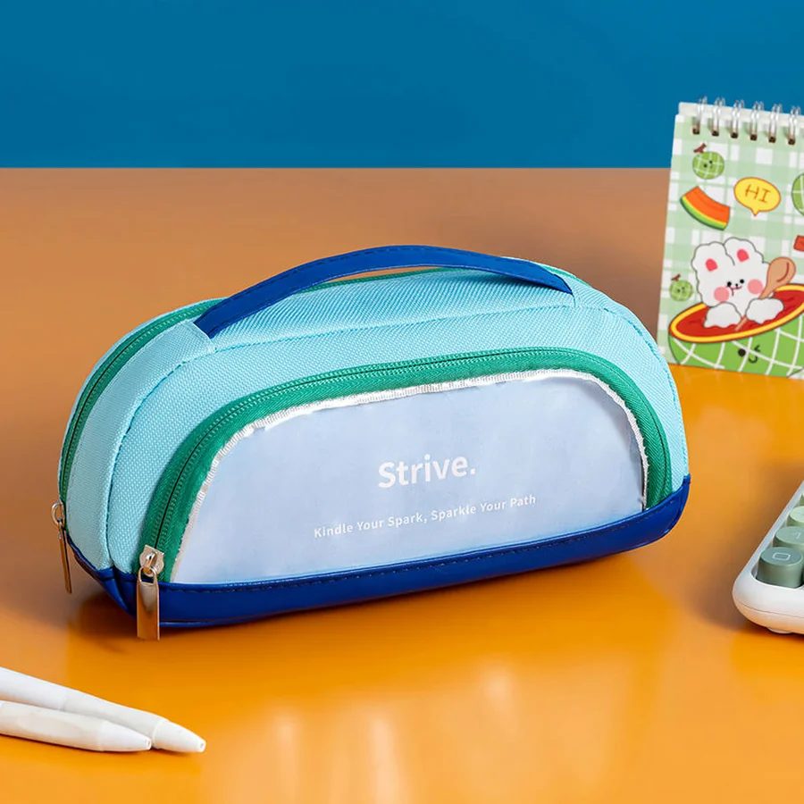 Arched Pencil Case with Carry Handle and Front Window FPC-007 by Feima Bag