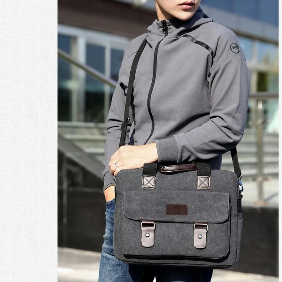 Canvas Handbag with a Twin-Tab Front Flap Pocket FE-153 by Feima Bag