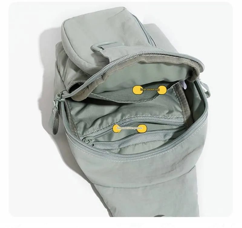 Tapered Sling Bag with Curved Front Zip Panel FE-166 by Feima Bag
