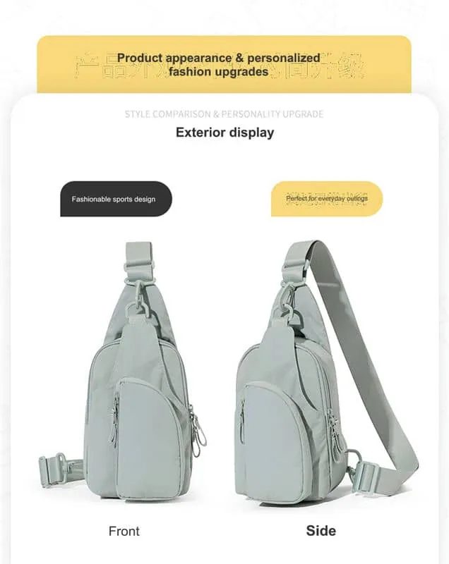 Tapered Sling Bag with Curved Front Zip Panel FE-166 by Feima Bag