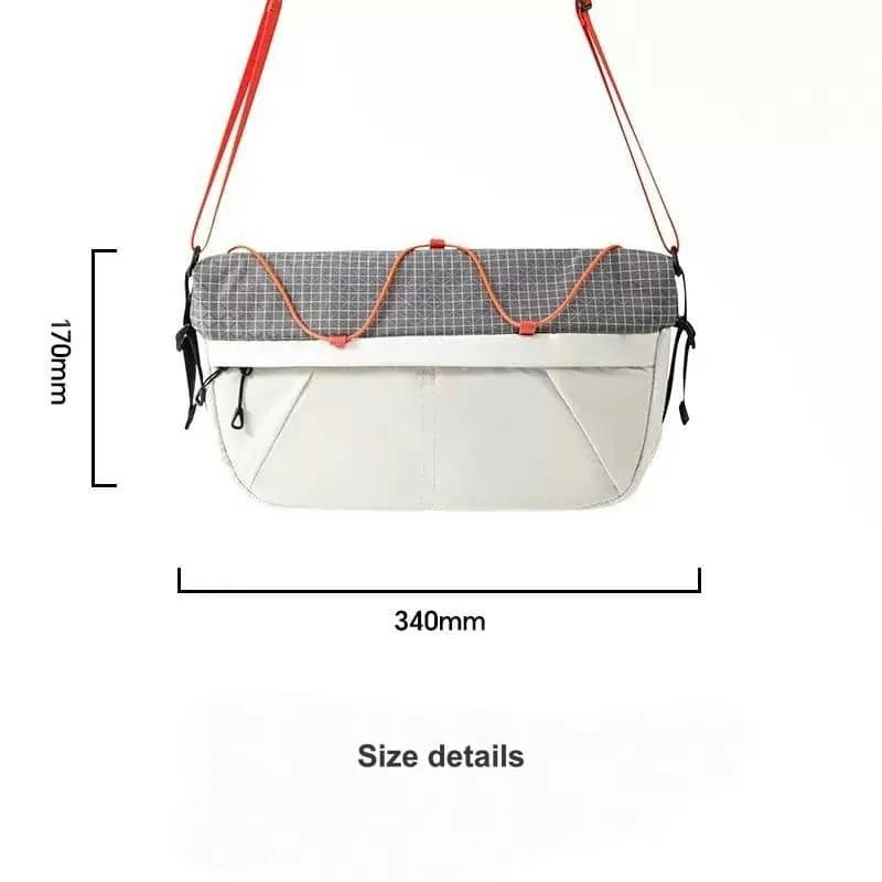 Wide Crossbody Bag with Grid Panel and Contrast Cord FE-171 by Feima Bag