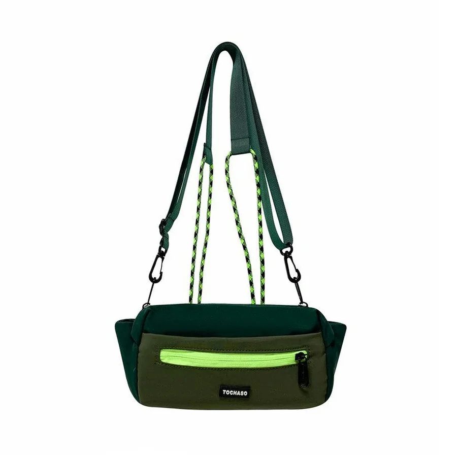 Two-Tone Crossbody with Bright Front Zip and Cord Loop FKS-013 by Feima Bag
