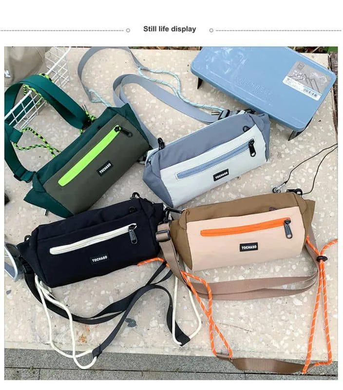 Two-Tone Crossbody with Bright Front Zip and Cord Loop FKS-013 by Feima Bag