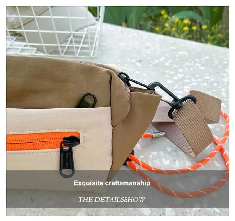 Two-Tone Crossbody with Bright Front Zip and Cord Loop FKS-013 by Feima Bag