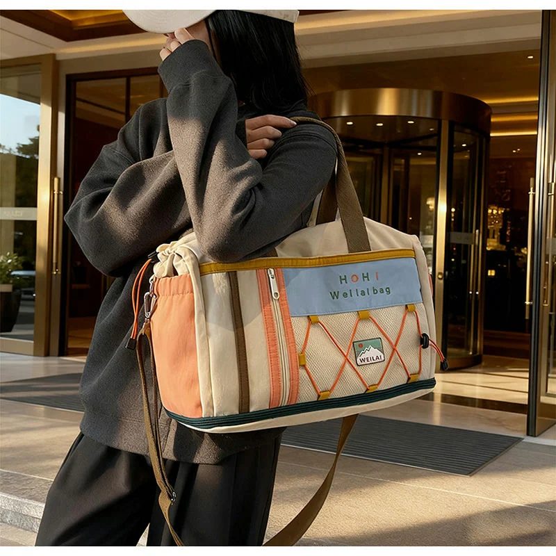 Colour-Block Sports Tote with Mesh Front Panel FS-030 by Feima Bag