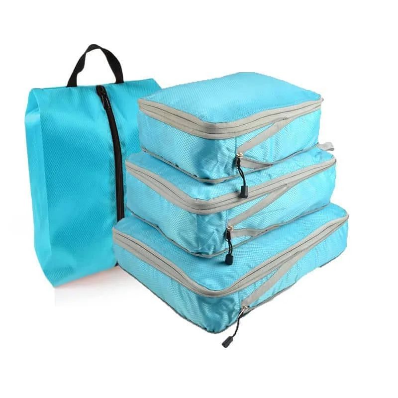 Three Mesh Packing Cubes and Shoe Bag Set FJ-074 by Feima Bag