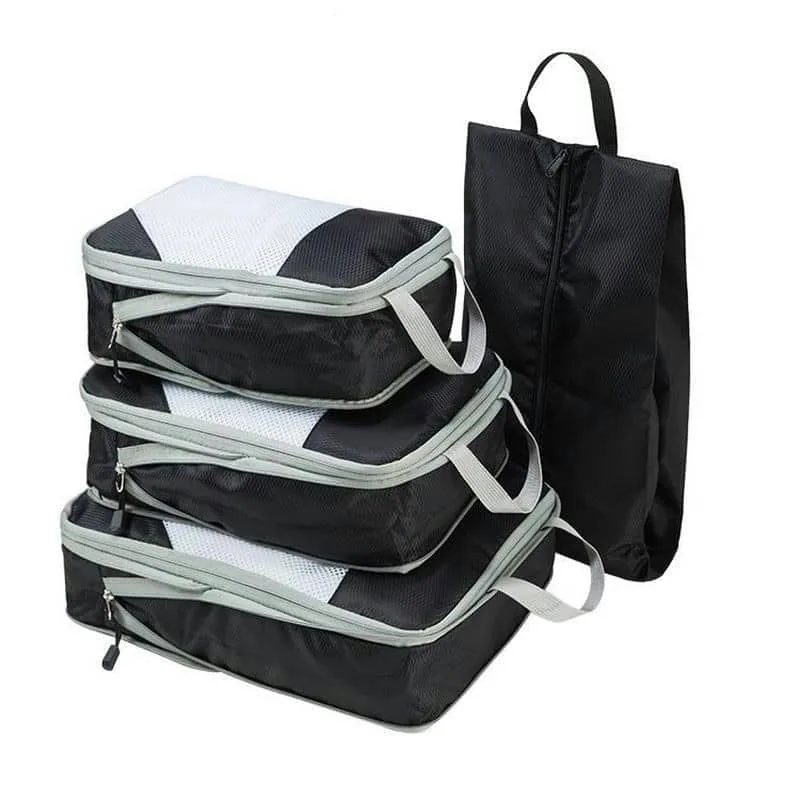 Three Mesh Packing Cubes and Shoe Bag Set FJ-074 by Feima Bag