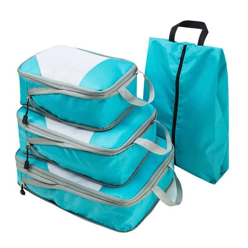 Three Mesh Packing Cubes and Shoe Bag Set FJ-074 by Feima Bag