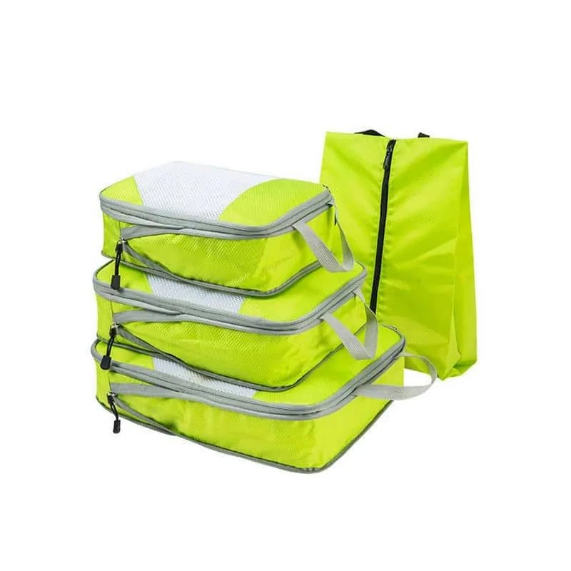 Three Mesh Packing Cubes and Shoe Bag Set FJ-074 by Feima Bag