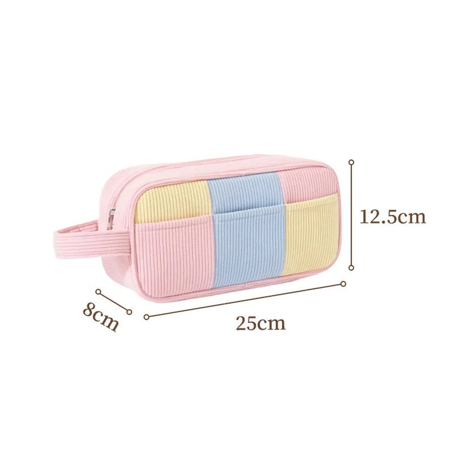 Colour Block Corduroy Zip Pouch FJ-084A by Feima Bag