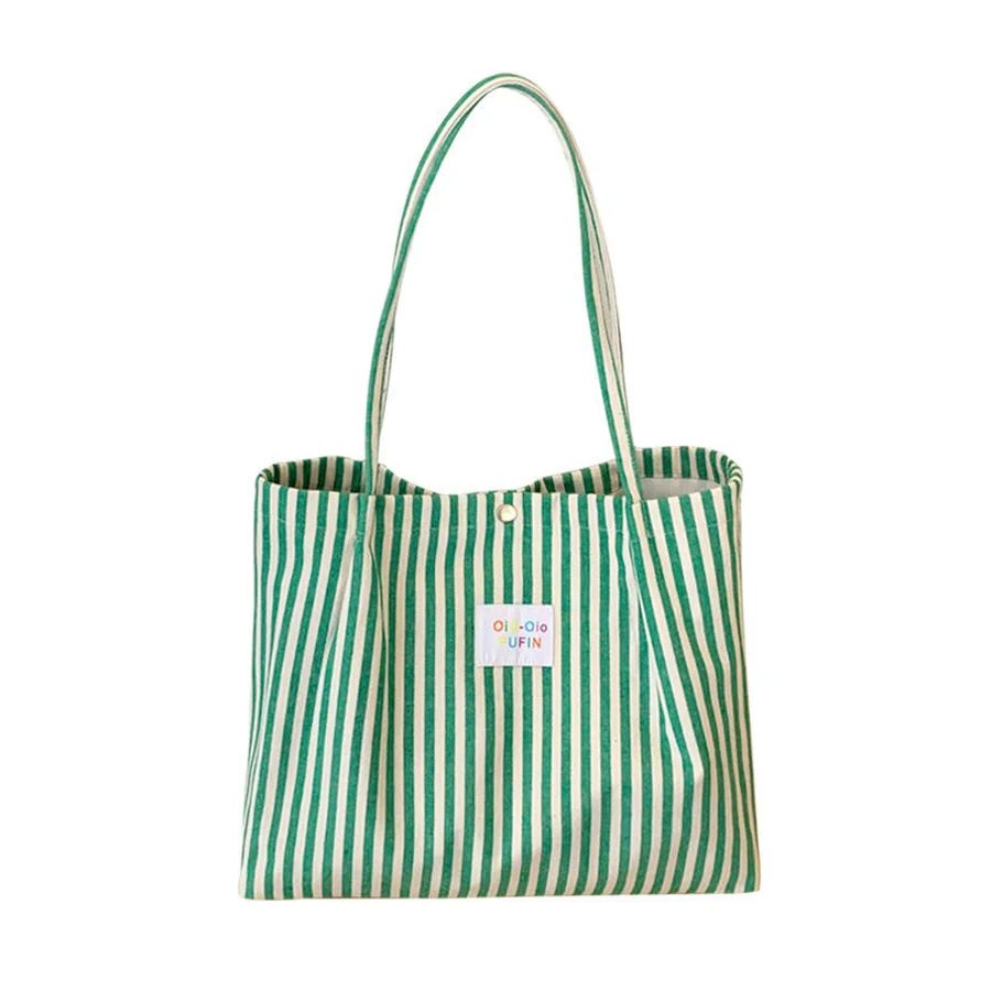 Striped Canvas Tote with Long Handles FH-089 by Feima Bag