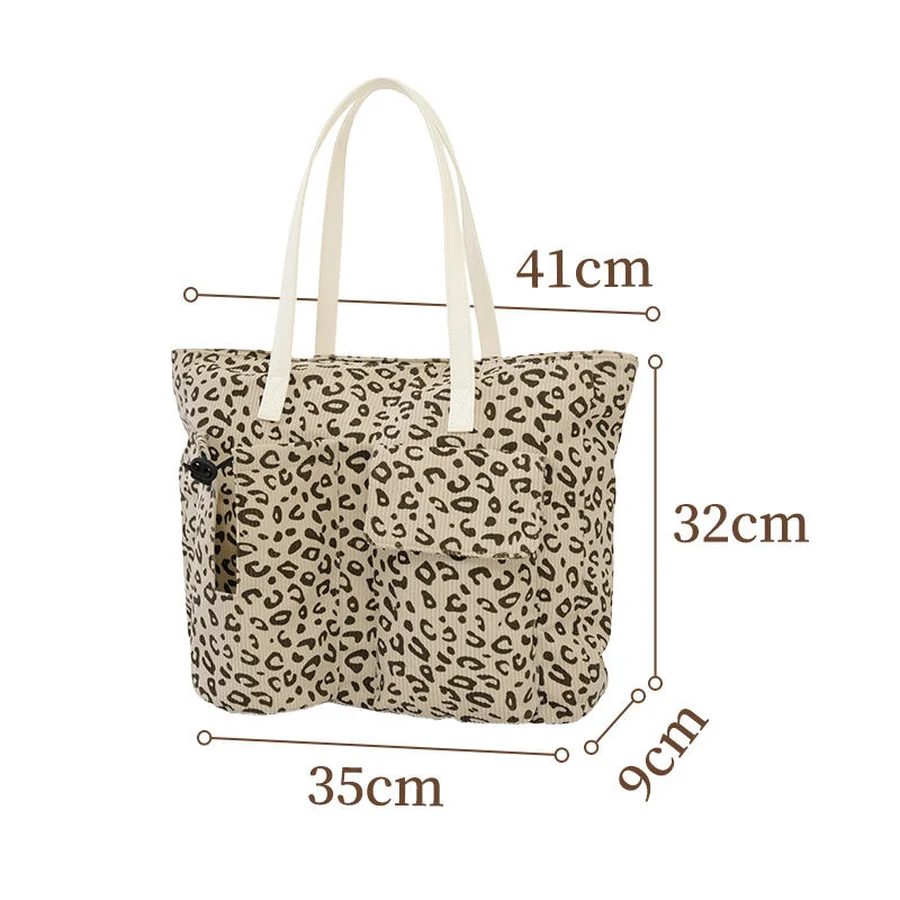 Leopard Print Corduroy Tote Bag FH-099 by Feima Bag