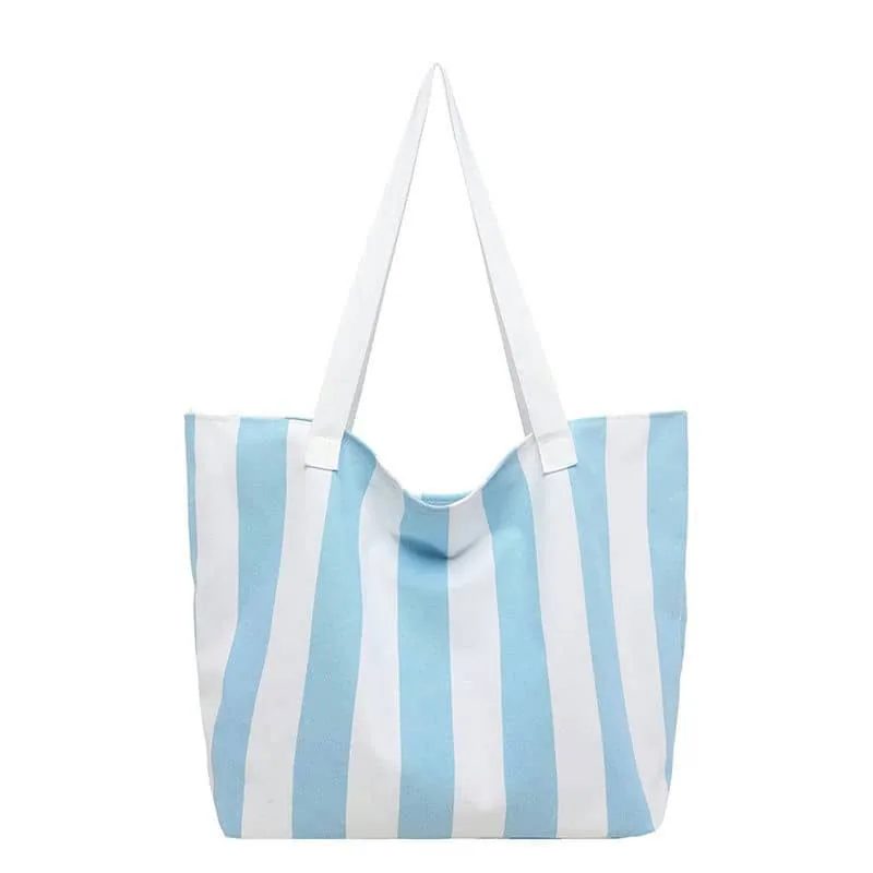 Blue and White Striped Canvas Tote FH-100A by Feima Bag