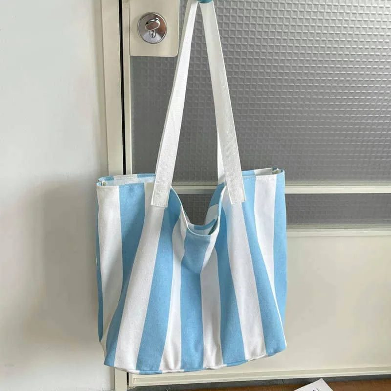 Blue and White Striped Canvas Tote FH-100A by Feima Bag