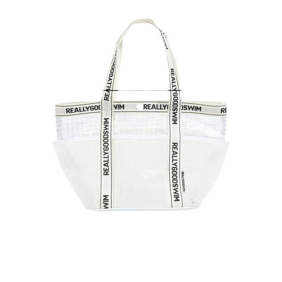 Transparent pocket tote with lettered handle strips FH-104 by Feima Bag