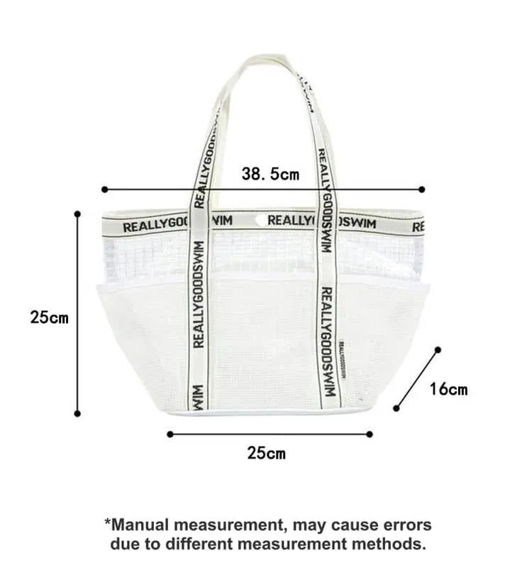 Transparent pocket tote with lettered handle strips FH-104 by Feima Bag