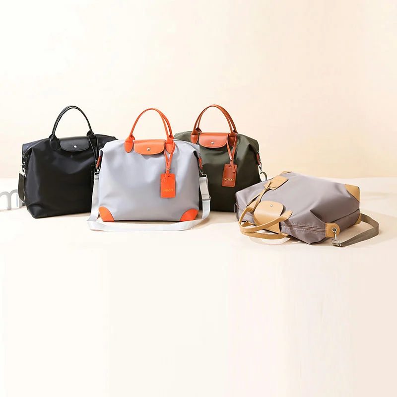 Contrast-Trim Travel Tote with a Hanging Tag FC-043 by Feima Bag