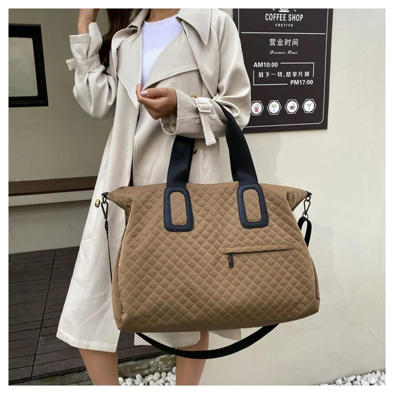 Quilted Travel Tote with Shoulder Strap FC-086 by Feima Bag