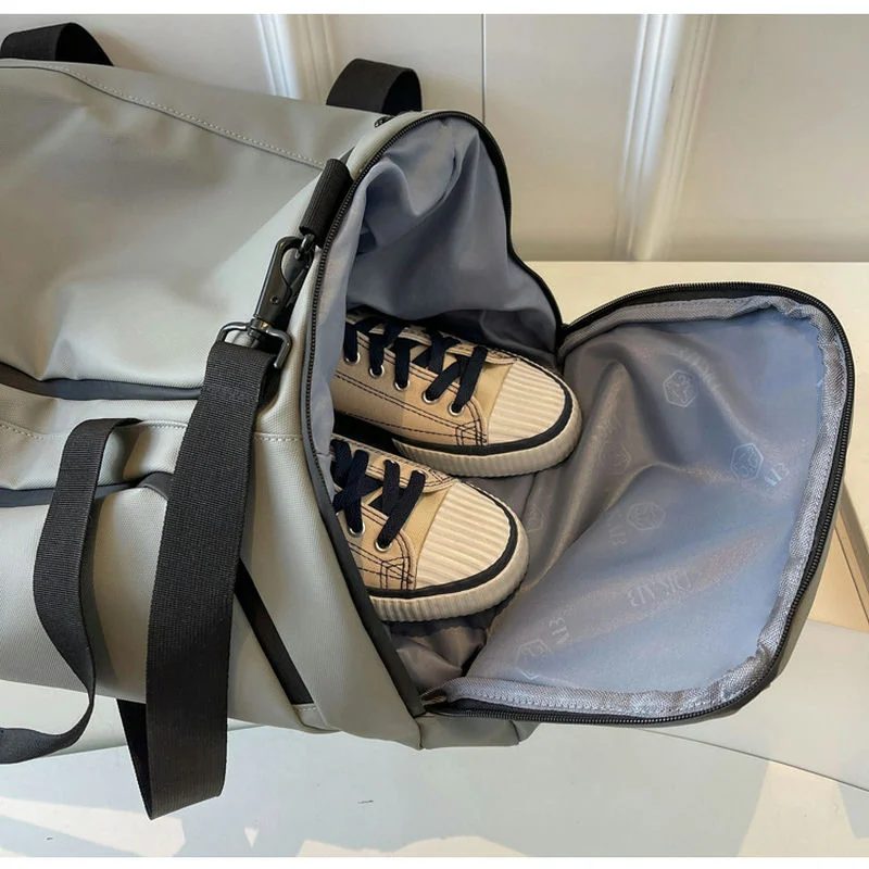 Curved-Zip Duffel with an End Shoe Pocket FC-108 by Feima Bag