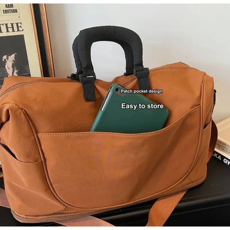 Travel Tote with Curved Front Pocket and Contrast Handles FC-112 by Feima Bag